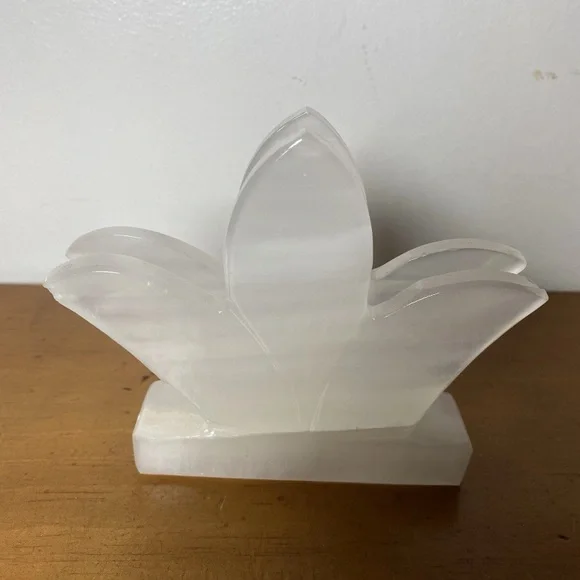 Lotus Letter Holder Onyx Marble Alabaster White Stone Hand Carved Office Vintage - Picture 1 of 5